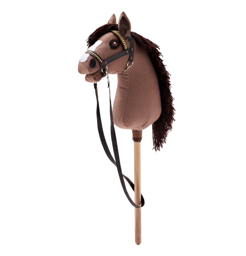 Hobby Horse  Jasny Brąz Dereszowaty - Maść Jasno Kasztanowata Dereszowata - Duży (A3 - 38 cm) - Pasja - Konik na kiju nr 8, hobby horsing, pasja hobby horse, głowa konia na patyku
